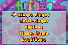 Tringo title screen for GameBoy Advance